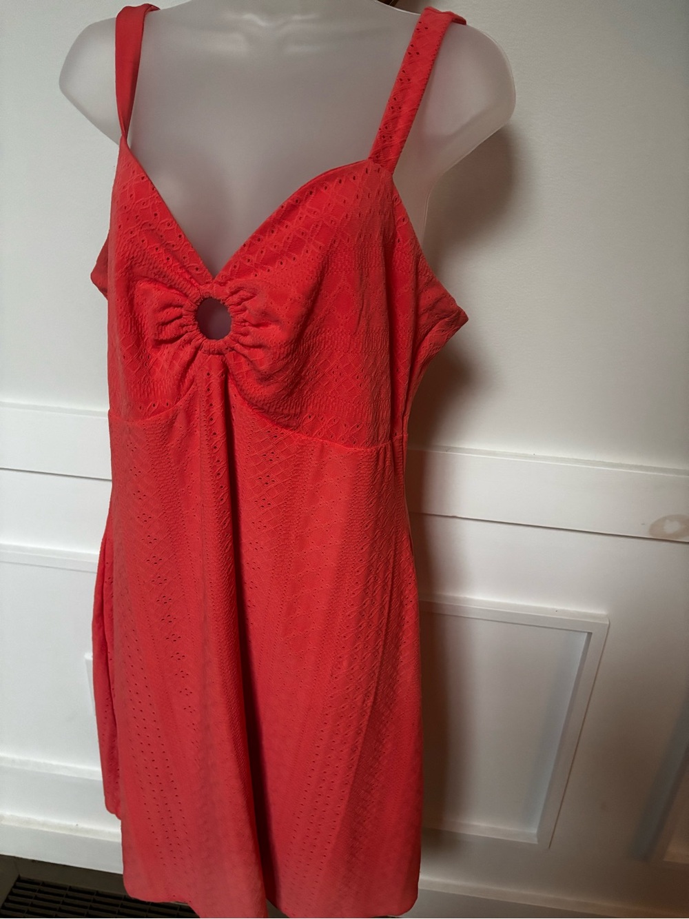BCBG Paris Knit Eyelet Mini Dress Coral dress